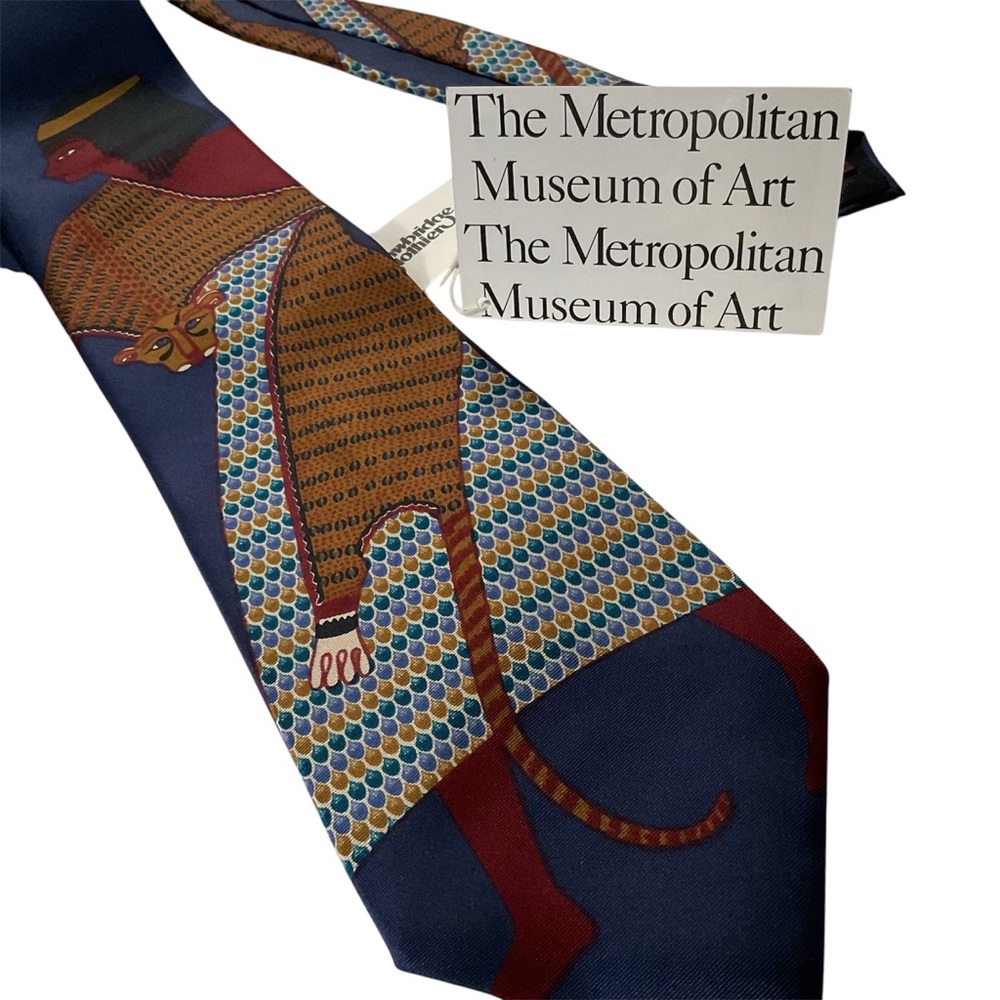 METROPOLITAN MUSEUM OF ART Silk Tie Leopard Egyptian Painting 1993 New